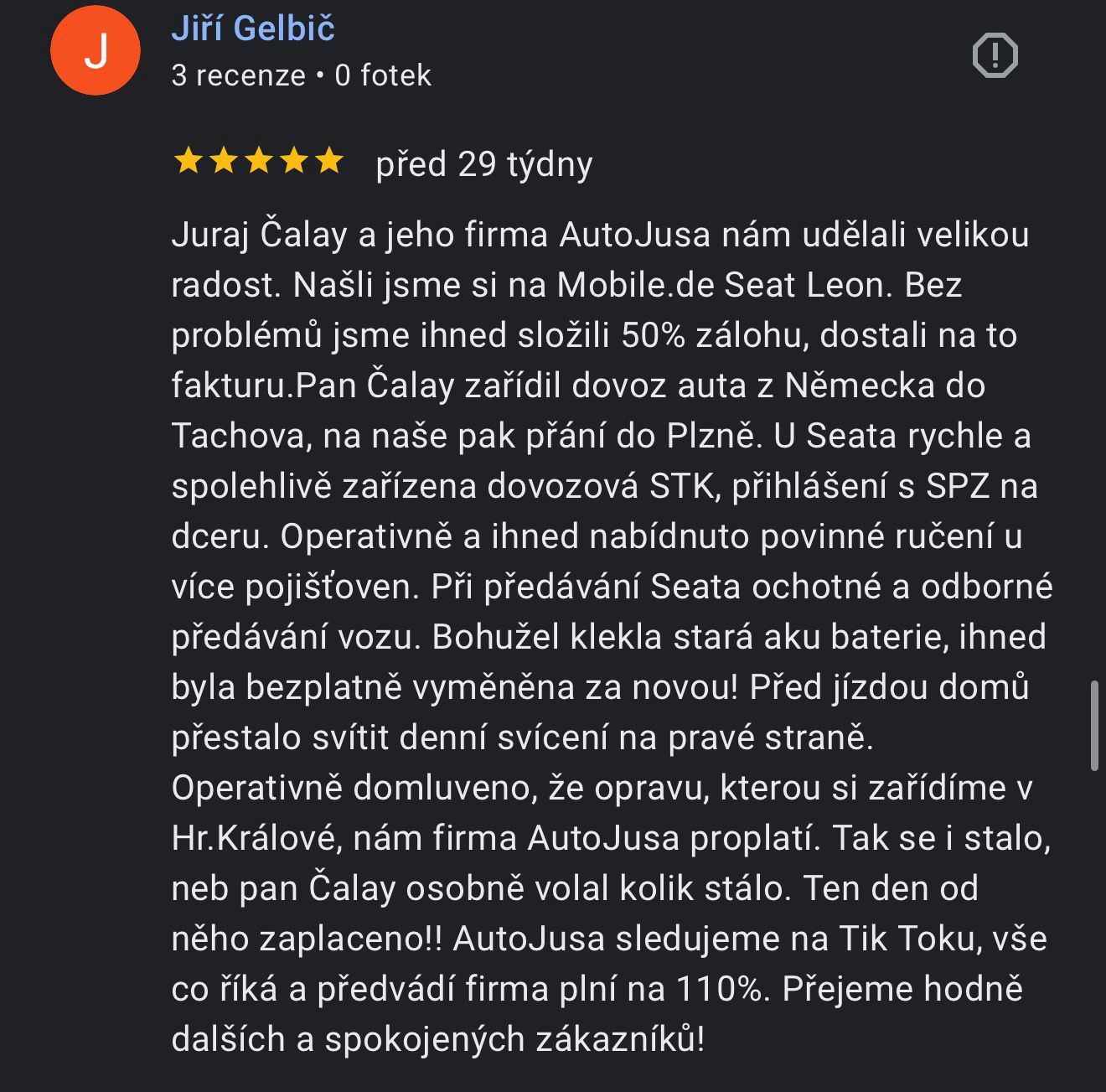 Recenze zákazníka